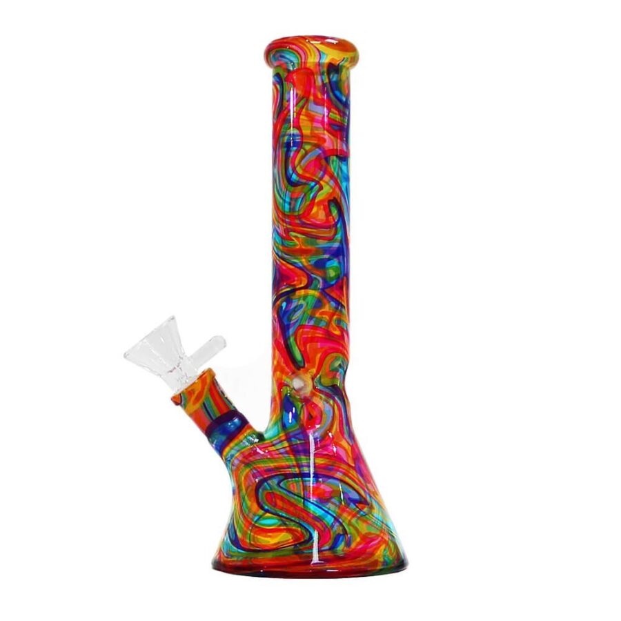 Abstrakte Farben Glas Bong 26cm