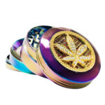 Rainbow Diamond Weed Leaf Metall-Grinder 4 Teile - 50mm (6stk/display)