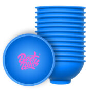 Best Buds Silikon-Rührschüssel 7cm blau mit rosa Logo (12 Stück/Beutel)